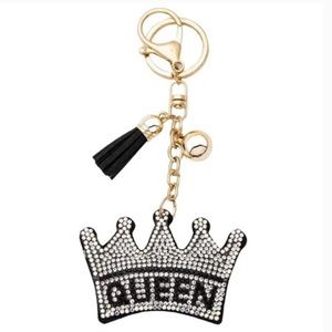 NWT Bling Queen with a Crown Puffy Keychain or Bag Charm with Tassel!